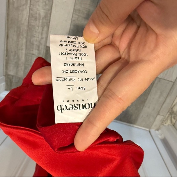 NWT House of CB Lulu Corset One-Shoulder Satin Midi Dress Red Size Large Plus - Picture 8 of 9